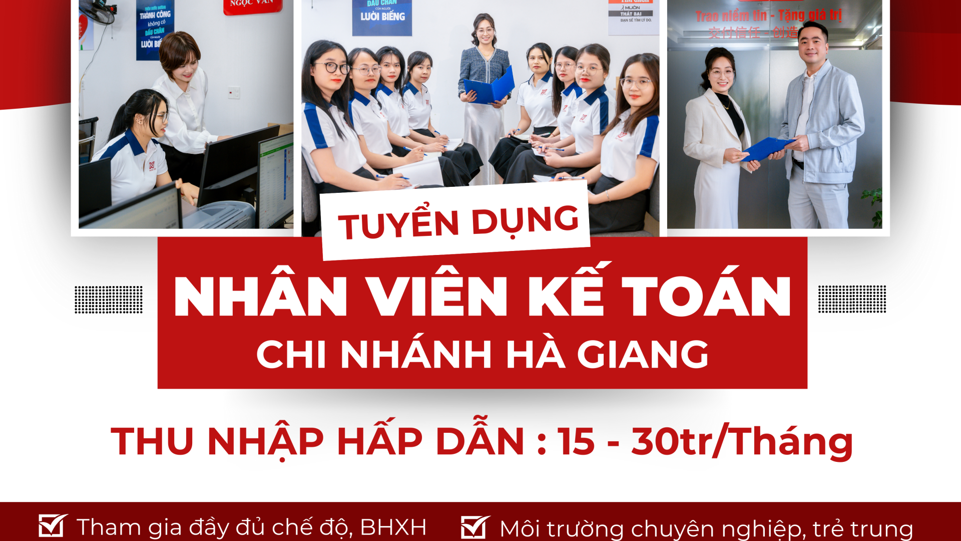 VIỆC LÀM KẾ TOÁN HÀ GIANG THU NHẬP 15-30Tr/ tháng