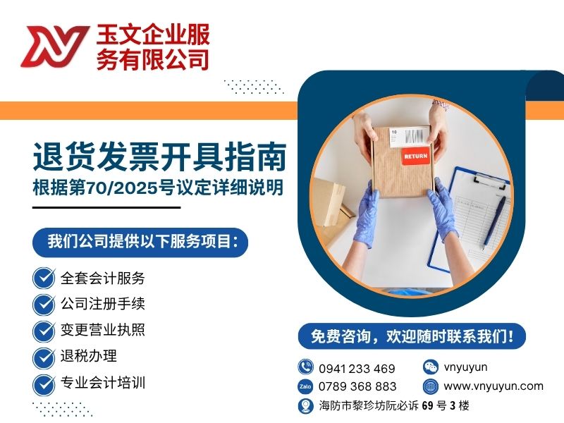 退货发票开具指南:根据第70/2025号议定详细说明