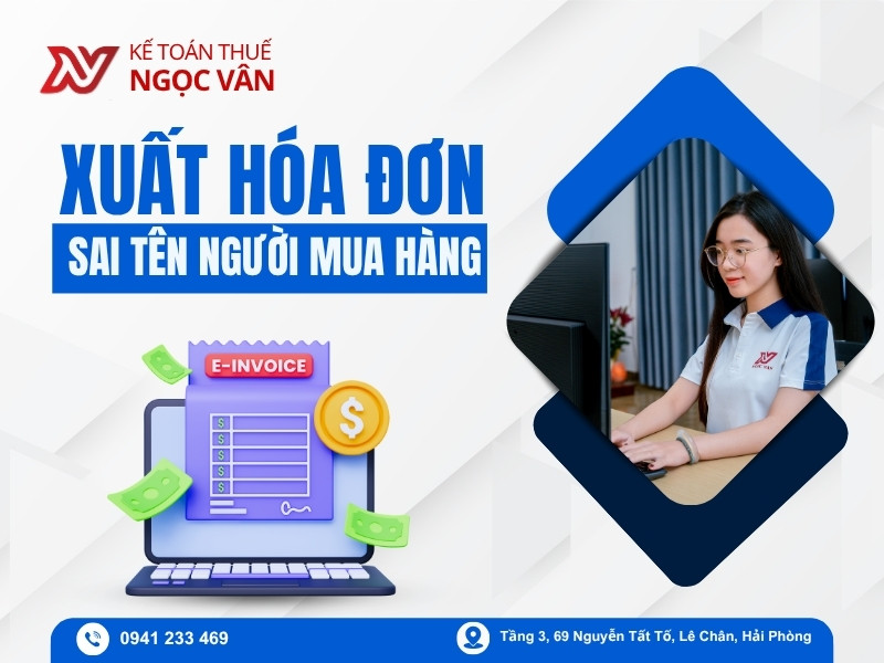 xuất hóa đơn sai tên người mua hàng